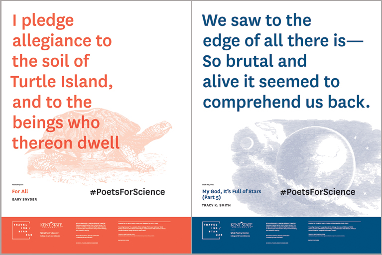 Posters from Poets for Science of poems paired with images. Photo courtesy of pw.org.